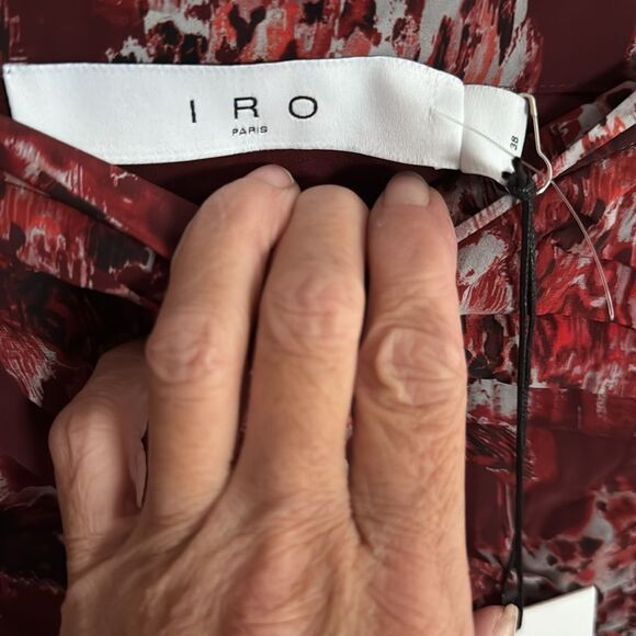 NWT 440.00 I R O Alise ruched printed crepe de chine midi skirt Size 38 Fits /6 - Picture 7 of 7